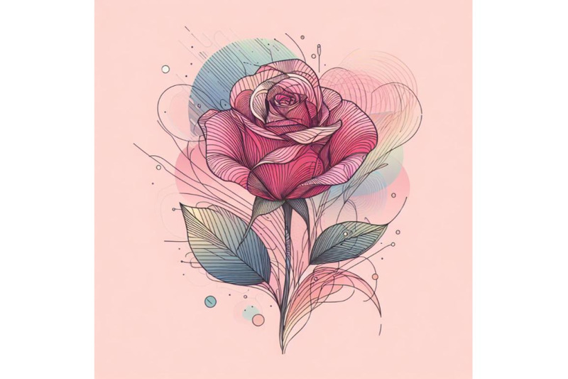 8-a-pink-rose-line-art-and-pastel-bundle