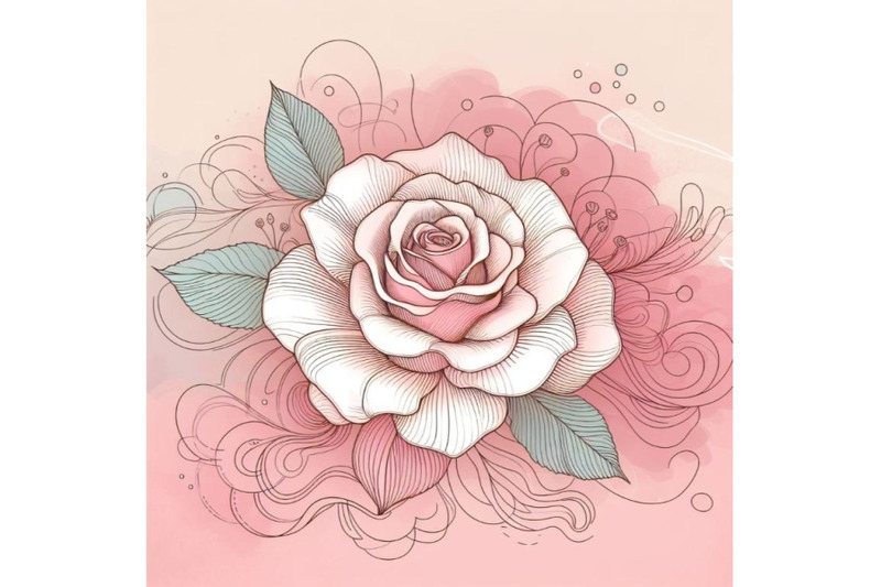 8-a-pink-rose-line-art-and-pastel-bundle