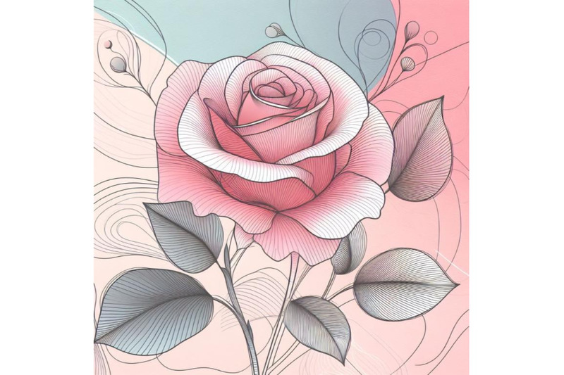 8-a-pink-rose-line-art-and-pastel-bundle