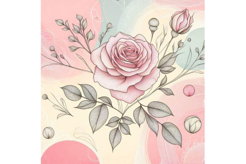 8-a-pink-rose-line-art-and-pastel-bundle