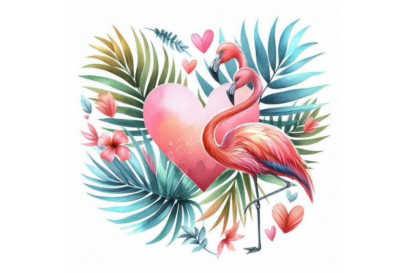 8-watercolor-heart-with-palm-leav-set