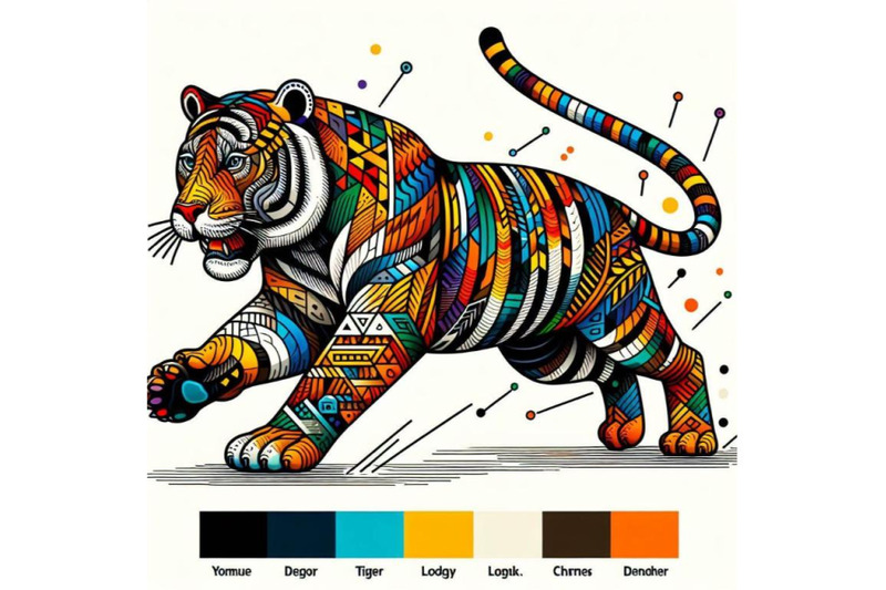 8-a-tiger-running-with-a-colorful-bundle