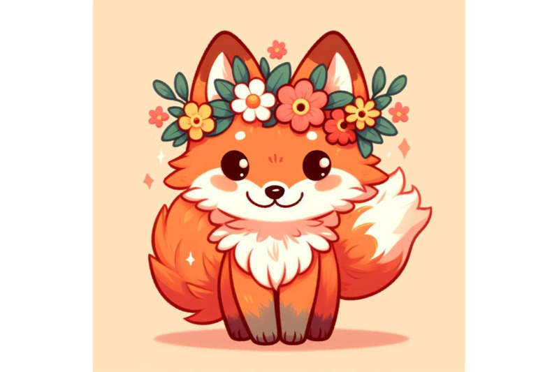8-a-cute-orange-wolf-with-flowers-bundle