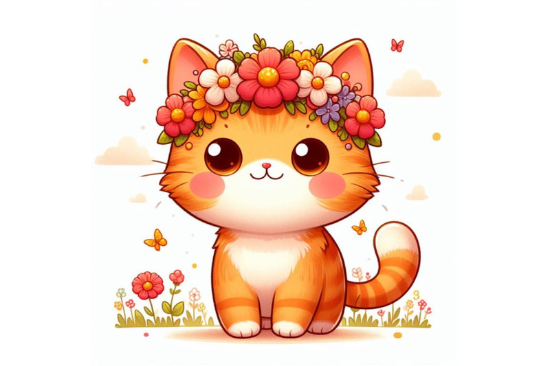 8-a-cute-orange-cat-with-flowers-bundle