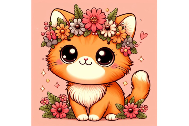 8-a-cute-orange-cat-with-flowers-bundle