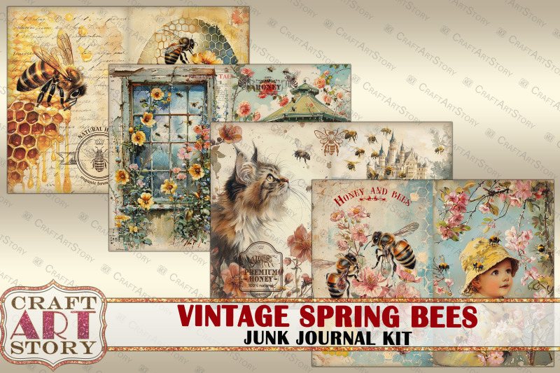vintage-spring-bees-junk-journal-pages-digital-papers