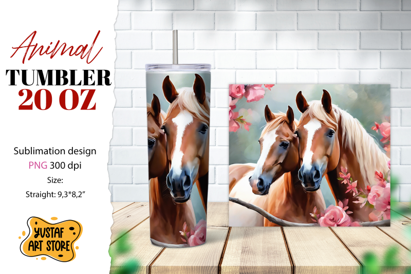 animal-tumbler-sublimation-mom-and-baby-horse-tumbler-wrap