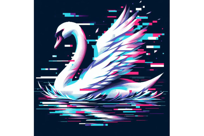 8-swan-in-glitch-art-style-on-dar-bundle