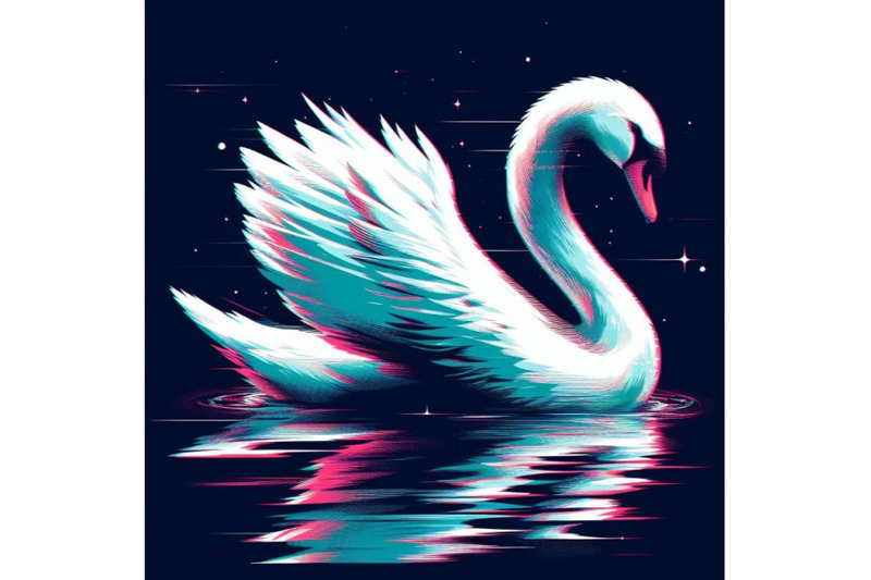 8-swan-in-glitch-art-style-on-dar-bundle