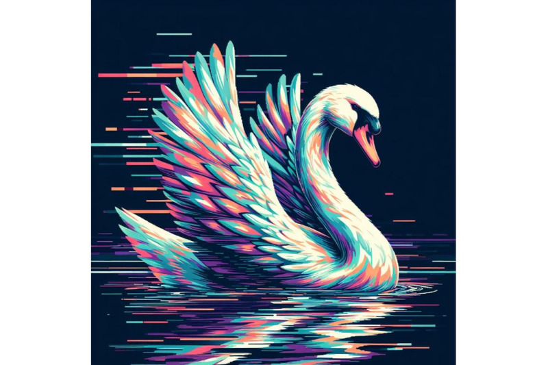 8-swan-in-glitch-art-style-on-dar-bundle