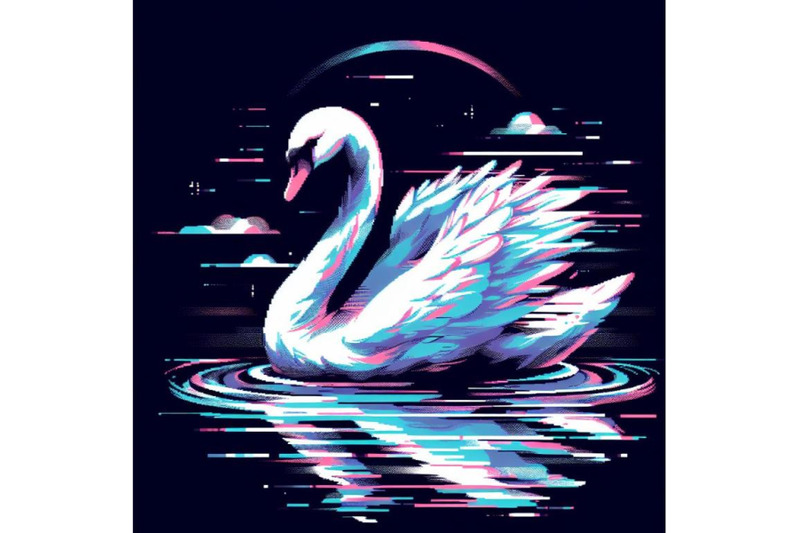 8-swan-in-glitch-art-style-on-dar-bundle