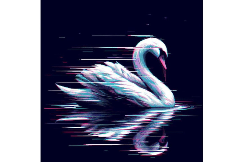 8-swan-in-glitch-art-style-on-dar-bundle