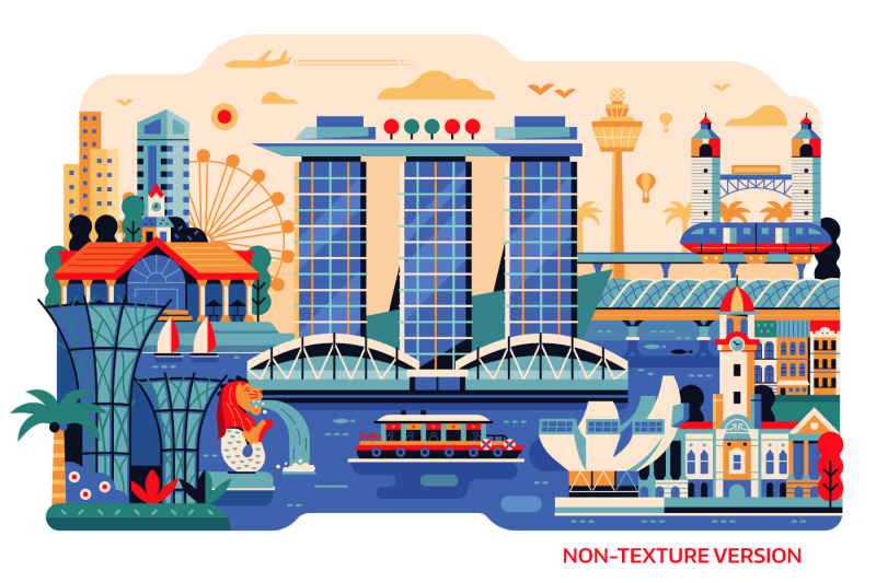 travel-singapore-scene-with-tourist-landmarks