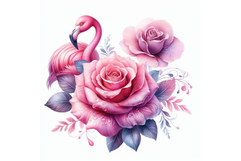 8-watercolor-rose-flamingo-set