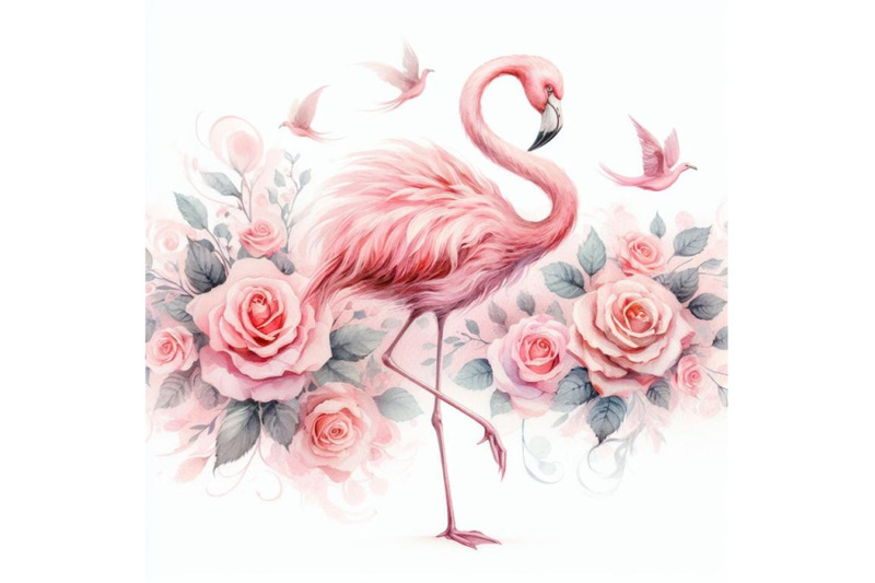 8-watercolor-rose-flamingo-set