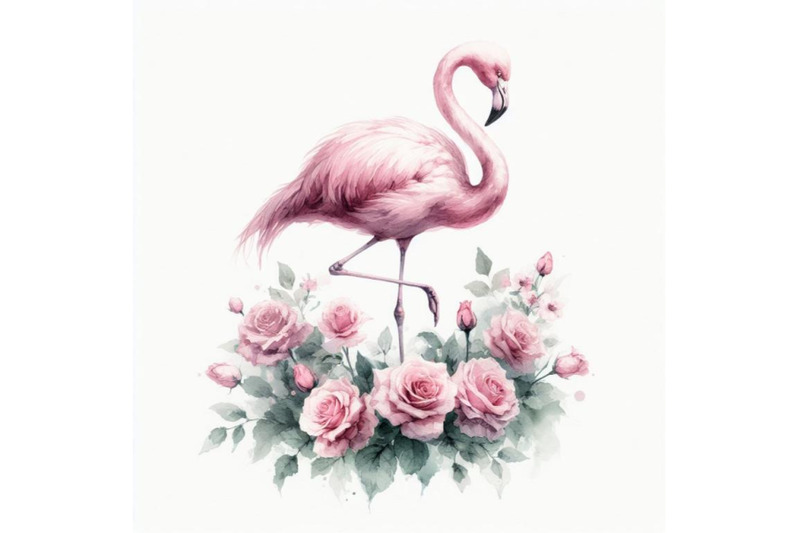 8-watercolor-rose-flamingo-set