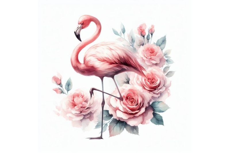 8-watercolor-rose-flamingo-set