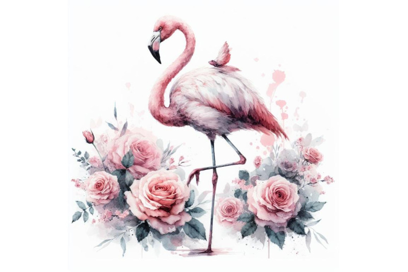 8-watercolor-rose-flamingo-set