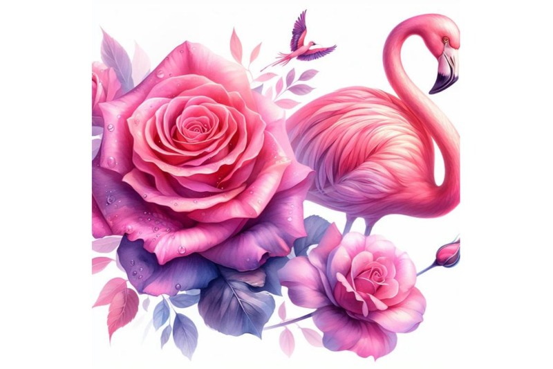 8-watercolor-rose-flamingo-set