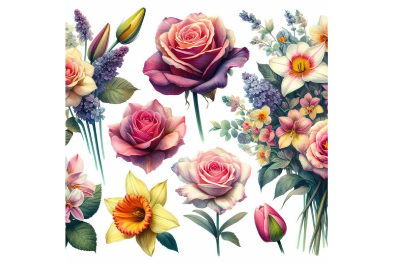 8-flowers-in-watercolor-paintings-set