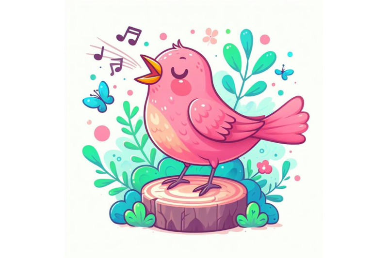 singing-bird-a-pink-bird-singing