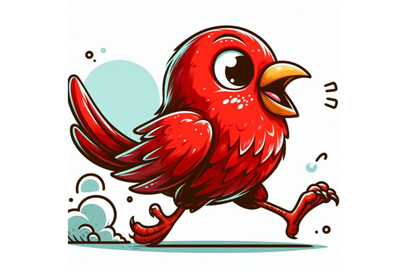 8-red-bird-walking-with-mout-set