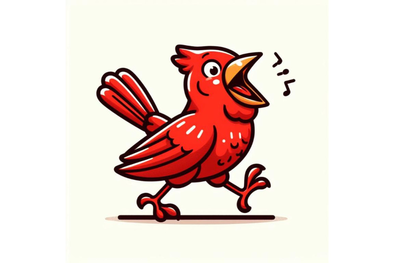 8-red-bird-walking-with-mout-set