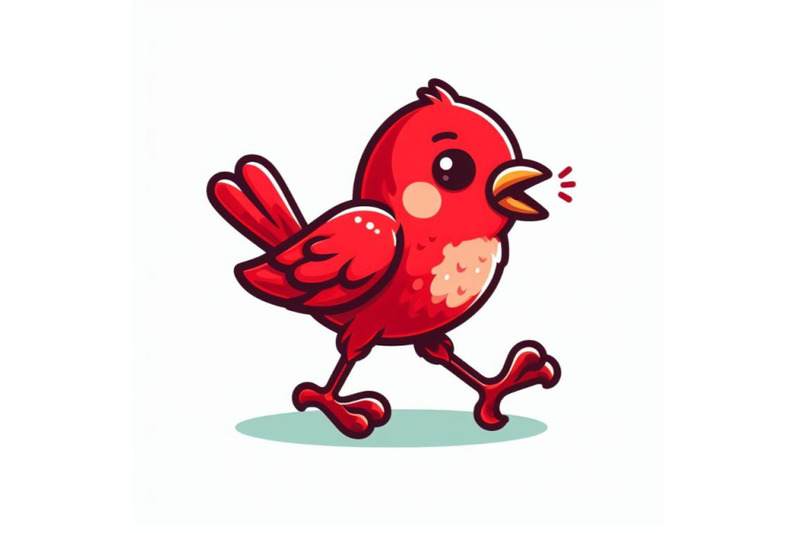 8-red-bird-walking-with-mout-set