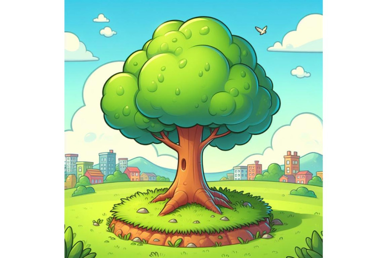 8-a-cartoon-tree-on-a-patch-of-set