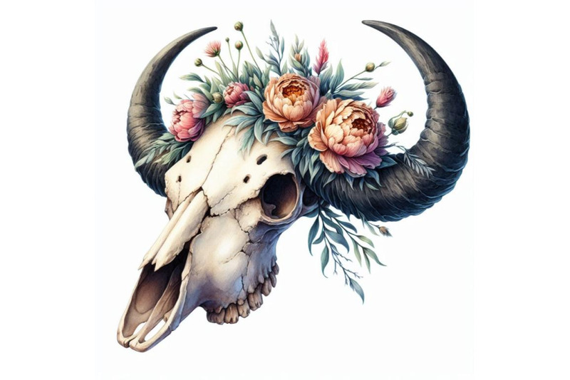 8-watercolor-buffalo-skull-isolat-bundle