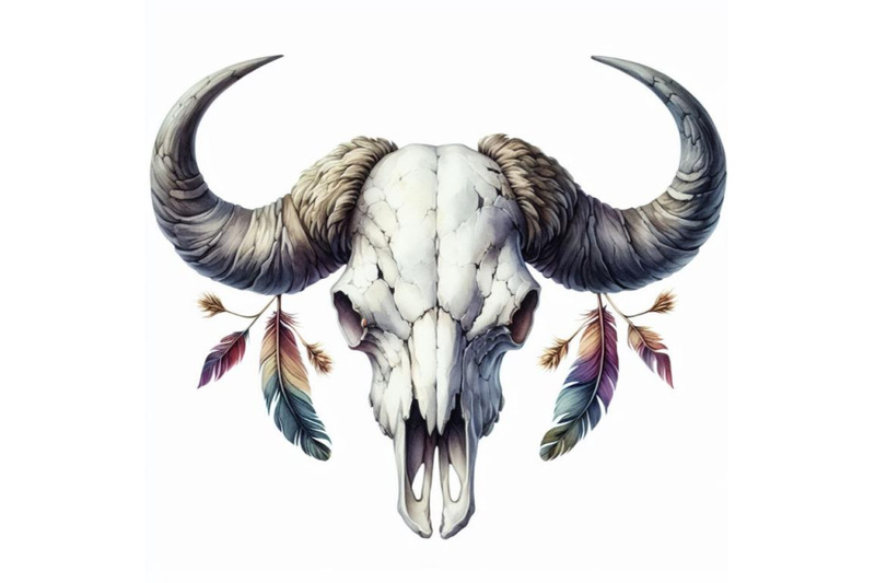 8-watercolor-buffalo-skull-isolat-bundle