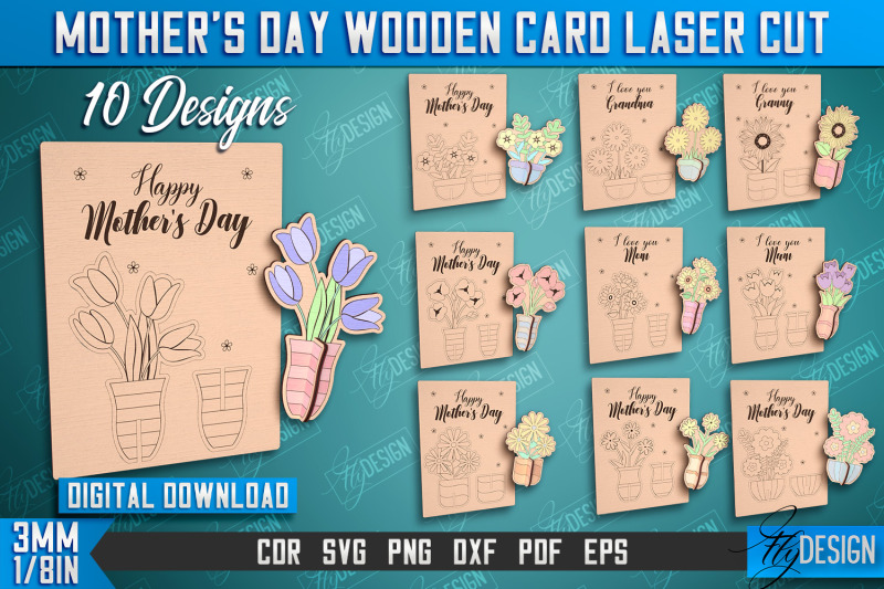 mother-039-s-day-wooden-card-bundle-flower-design-greeting-card