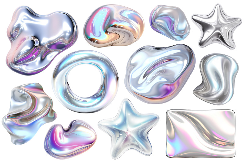 3d-metal-liquid-shapes-a-dazzling-clipart-collection-30-png-element