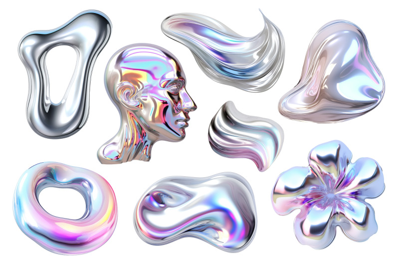 3d-metal-liquid-shapes-a-dazzling-clipart-collection-30-png-element