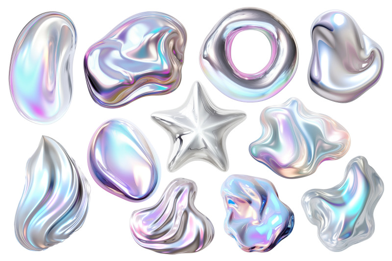 3d-metal-liquid-shapes-a-dazzling-clipart-collection-30-png-element