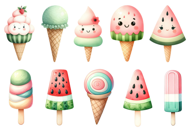 watermelon-ice-cream-clipart-collection