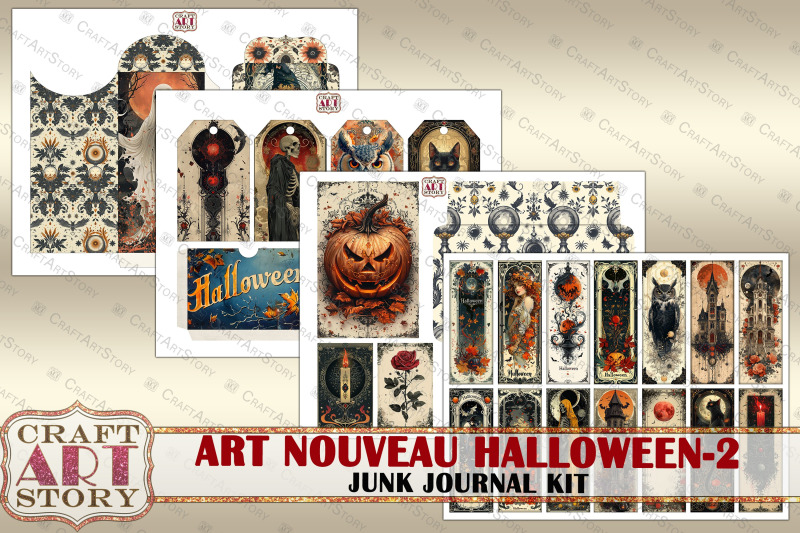 art-nouveau-halloween-2-junk-journal-pages-vintage-picture