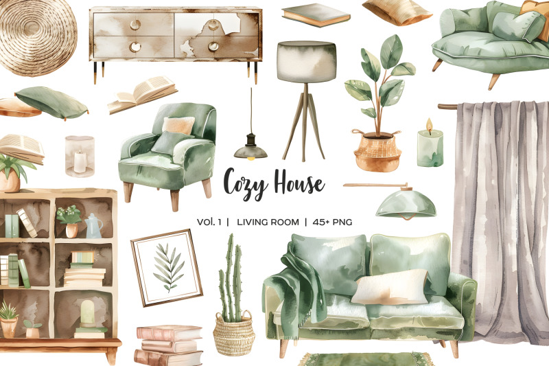 watercolor-living-room-clipart-cozy-house-png-living-room-furniture