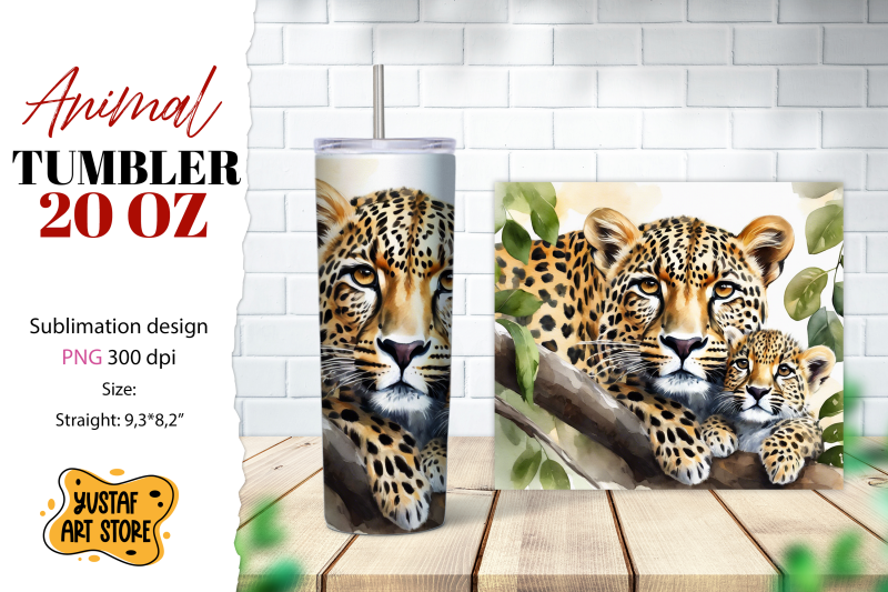 animal-tumbler-sublimation-mom-and-baby-leopard-tumbler