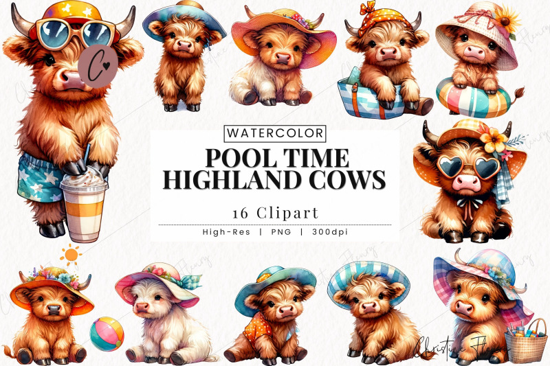 pool-time-highland-cow-clipart