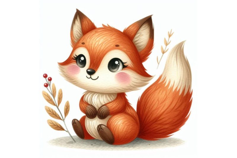 8-cute-watercolor-cartoon-fox-iso-bundle