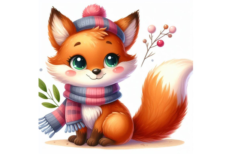 8-cute-watercolor-cartoon-fox-iso-bundle