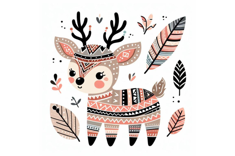 8-cute-tribal-deer-on-white-back-bundle