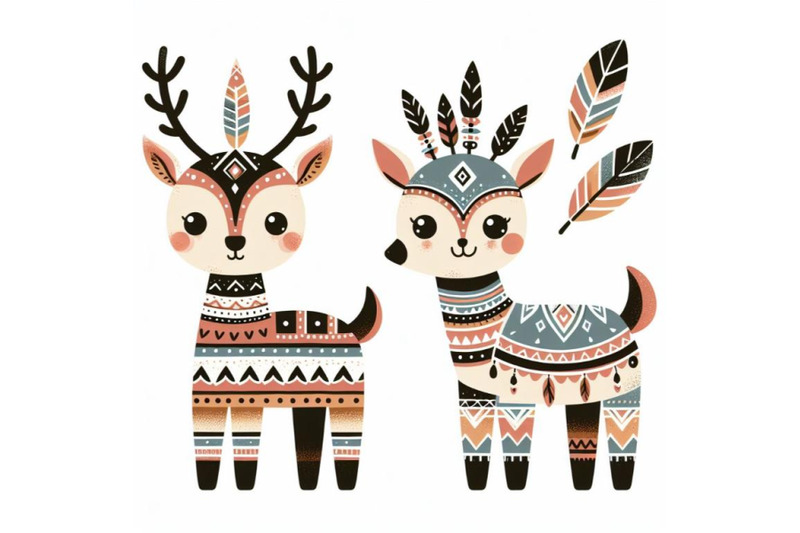 8-cute-tribal-deer-on-white-back-bundle