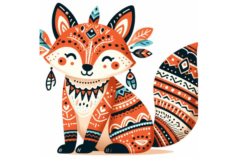 8-cute-tribal-fox-on-white-back-bundle