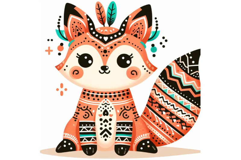 8-cute-tribal-fox-on-white-back-bundle