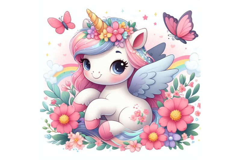 8-cute-cartoon-unicorn-with-flowe-bundle