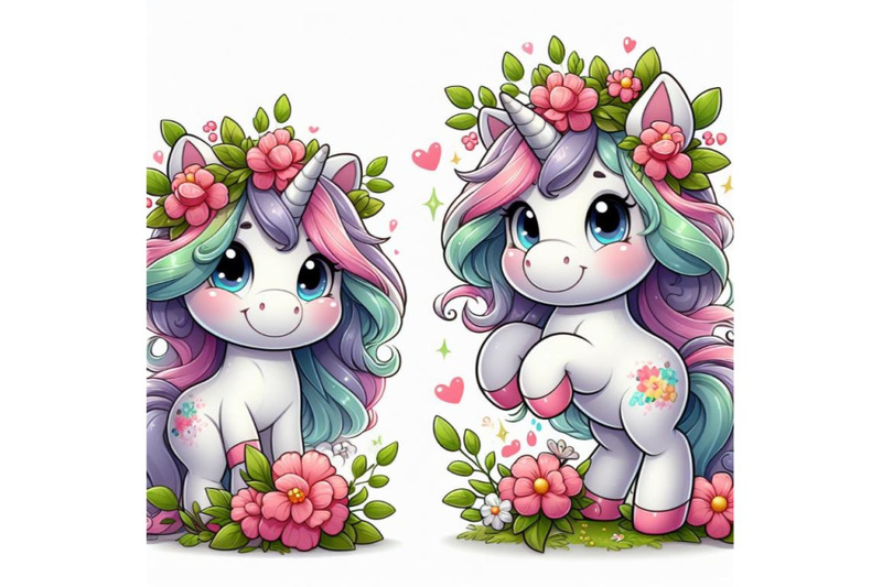 8-cute-cartoon-unicorn-with-flowe-bundle