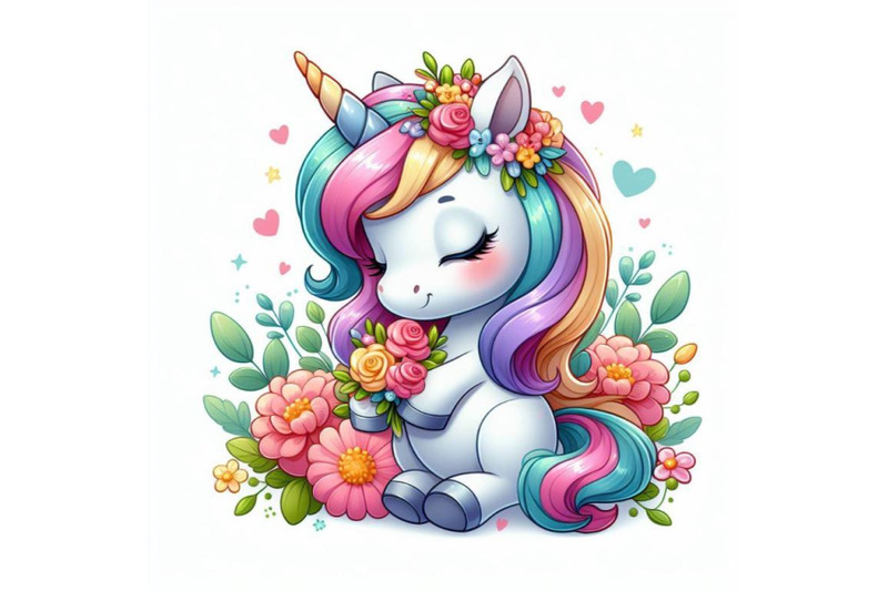 8-cute-cartoon-unicorn-with-flowe-bundle