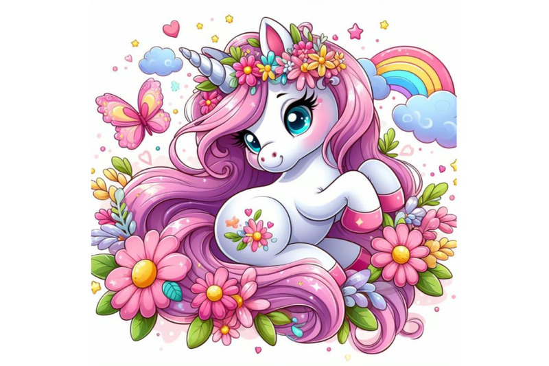 8-cute-cartoon-unicorn-with-flowe-bundle